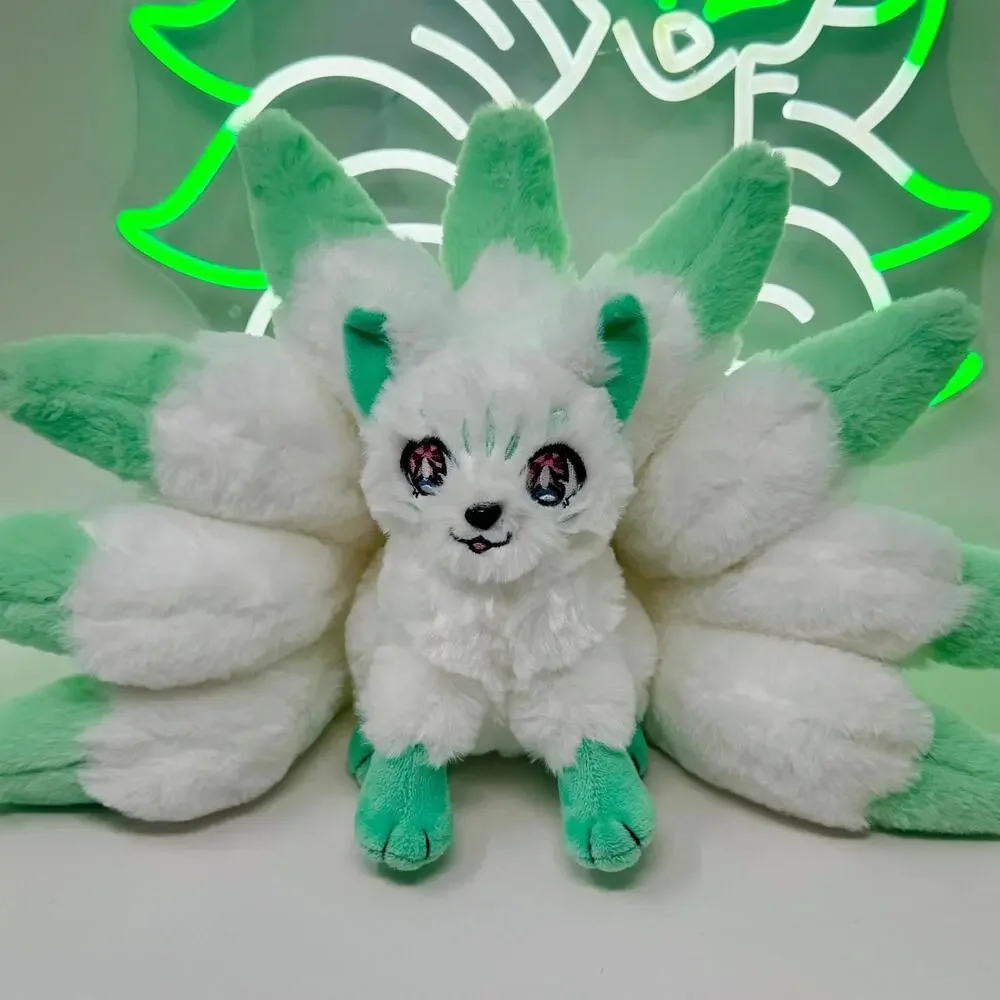 Kitsune - Mint Green & White Nine-Tailed Fox Plush - GameFox - Picture 3 of 4